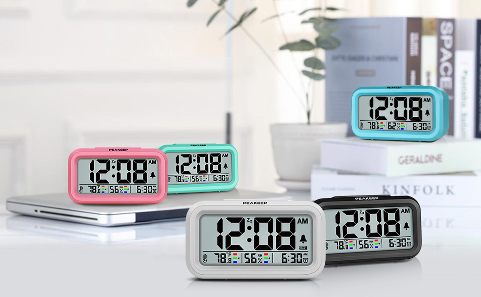 Peakeep Smart Night Light Digital Alarm Clock with Indoor