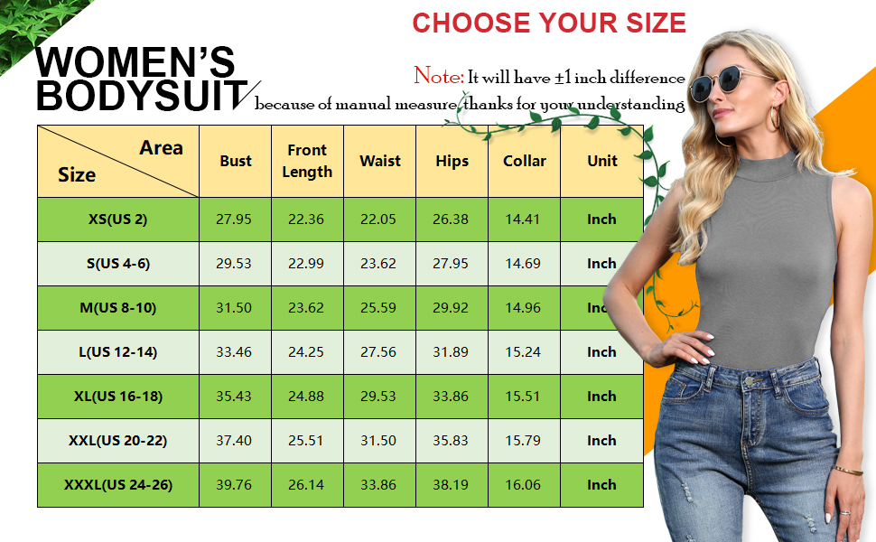 LAOLASI Women's Turtleneck high neck Sleeveless Slim Fit Casual Sexy Basic Extender Bodysuit