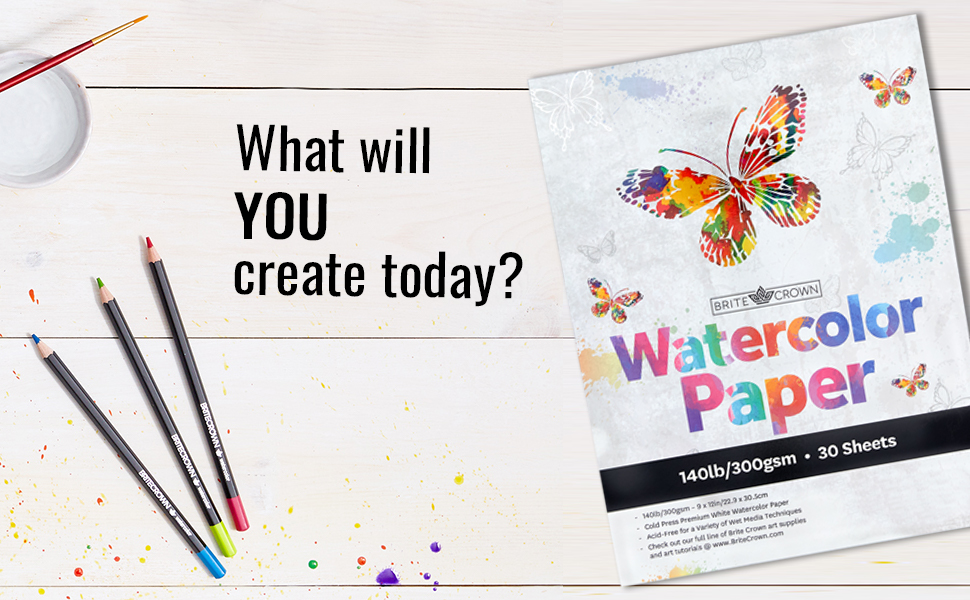 Watercolor Paper 3 Pads (90 Sheets Total) of 140lb, 300gsm Bright