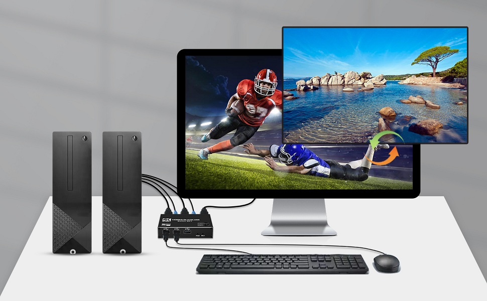 2 PC share one monitor through KVM SWITCH