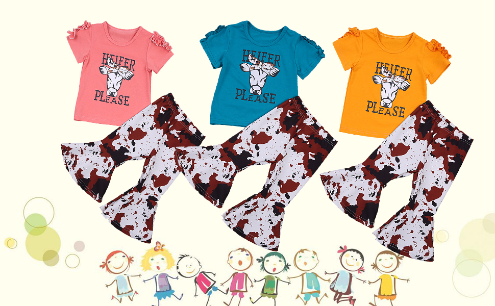 Toddler baby girl cow print outfits