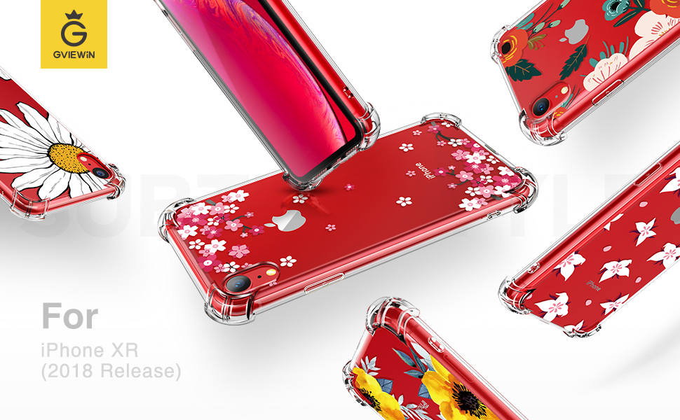 GVIEWIN Compatible with iPhone XR Cases, Clear Flower
