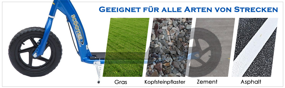 Tretroller Cityroller Kinder Roller Scooter höhenverstellbar 12 Zoll Stahl Blau