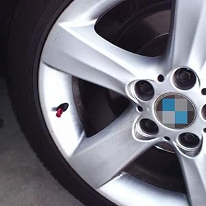 Tuner Racing Style Red Aluminum Tire Valve Caps (Hexagon Shape)