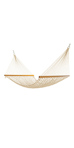 Nags Head Hammocks NH11OT Single Oatmeal Duracord Rope Hammock with Free Extension Chains & Tree Hooks, Handcrafted in The USA, Accommodates 1 Person, 450 LB Weight Capacity, 12 ft. x 49 in. Nags Head Hammocks Oatmeal DuraCord Hammock