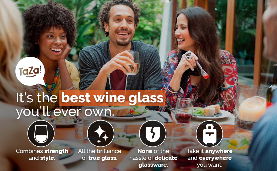 drinking from unbreakable glasses with friends