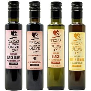 Texas Hill Country Olive Co White Lemon Blackberry Fig Peach Balsamic Vinegar Combo Pack