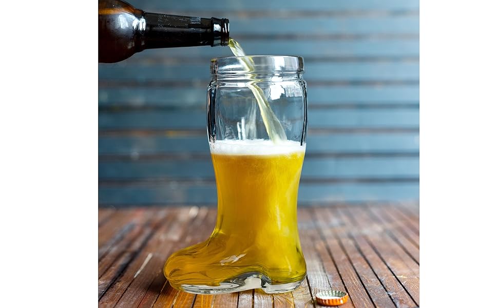 Barbuzzo Das Boot Style One Liter Beer Glass (Set of Two