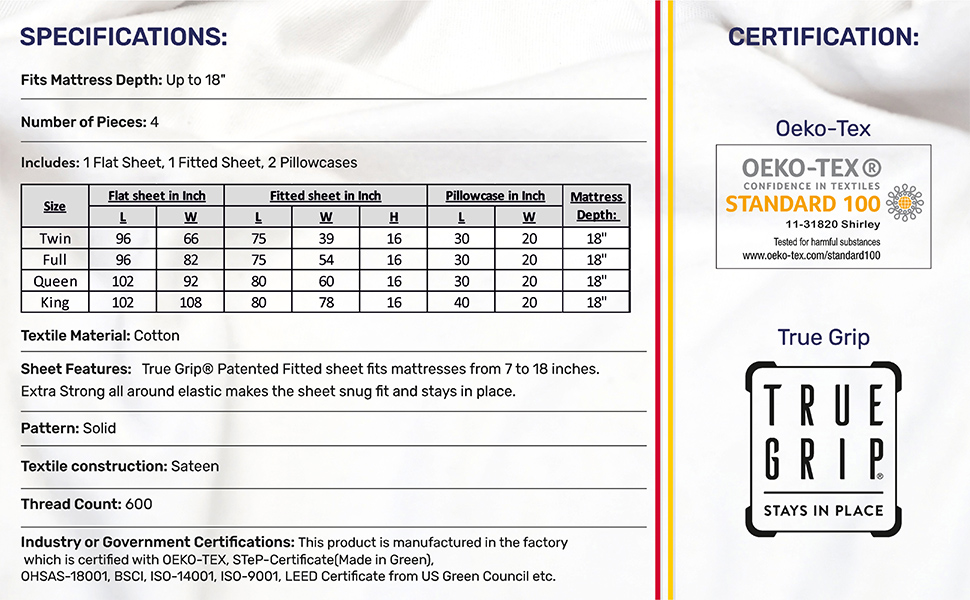 100 Cotton King White Sheets, 600ThreadCount 4Piece