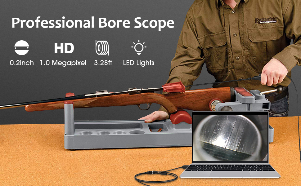 Teslong Rifle Borescope, Short Focus Gun Barrel Camera with SideView Mirror, 195