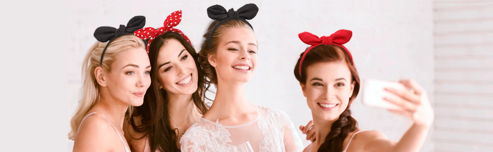 red polka dot bowknot headbands