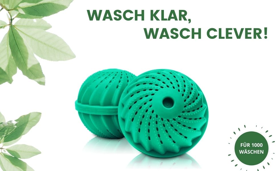 2x Waschklar® Öko Waschball [MIT AUSTRITTSCHUTZ] Saubere Wäsche OHNE