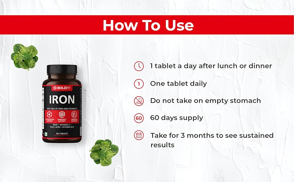 Buy Boldfit Iron supplement for women & Men with Vitamin c, folic acid