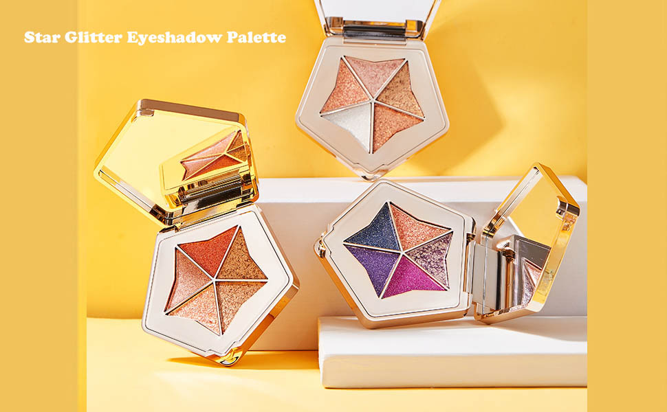 Glitter Eyeshadow Palette, Star Sparkle Shimmer 5 Colors Eye Shadow