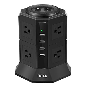 Amazon.co.jp: FDTEKタワー型電源タップ 2層 USBコンセント 8AC