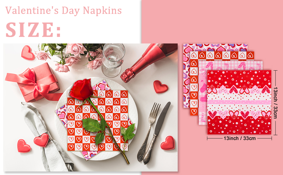 Whaline 80 Pack Valentine's Day Napkins Beverage Luncheon Napkins 2 Ply