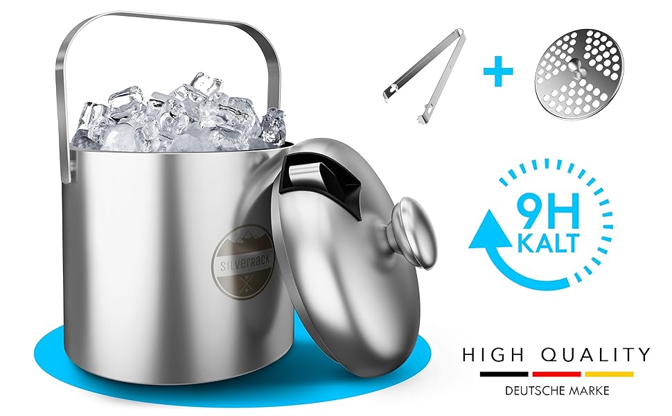 Cubitera de acero inoxidable, cubitera con tapa, recipiente para cubitos de hielo de acero inoxidable