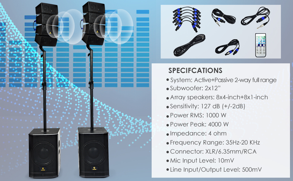 AKUSTIK 12 Inch 4000Watt Powered PA Speaker System Combo