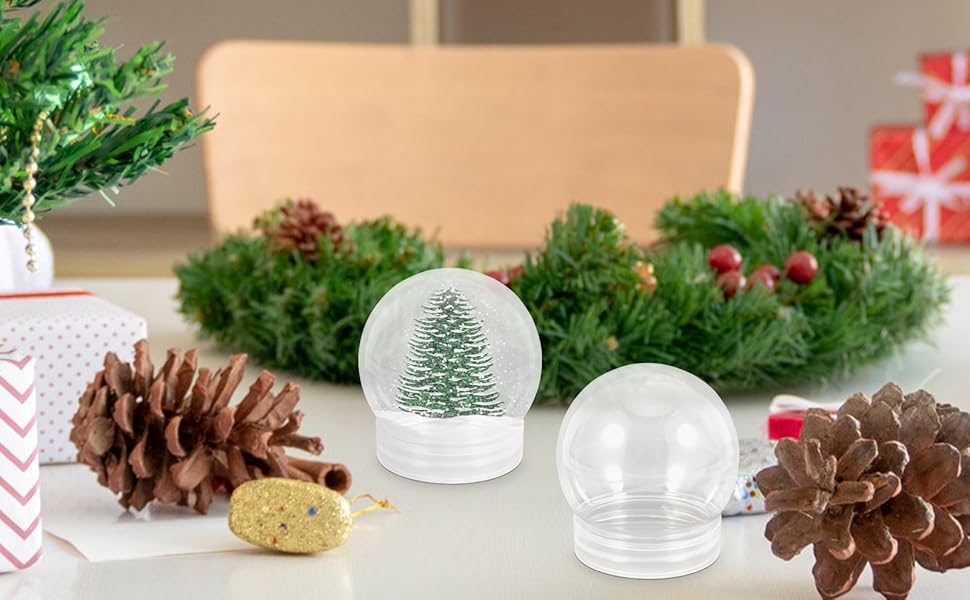 Amazon.co.jp: 10個セット 透明プラスチック製 Diyスノーグローブ