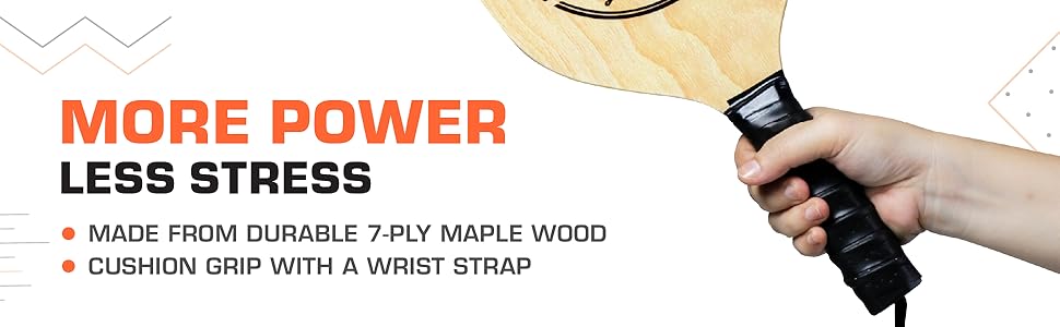 amazin aces pickleball paddle with cushion grip and wrist strap, sports games, indoor play equipment