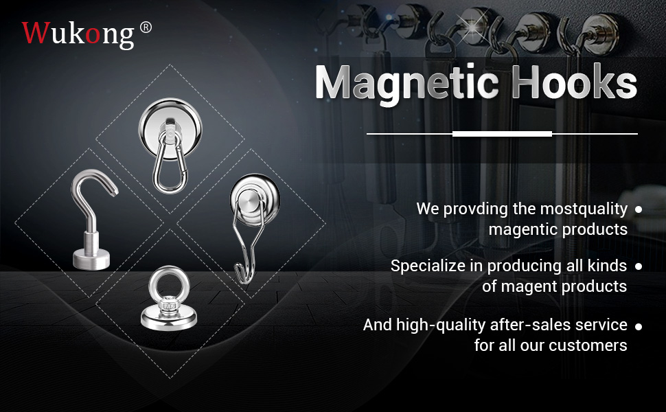 Wukong Set of 18 Strong Powerful Neodymium Hooks with Eyebolt,16mm Dia, 8kg Pulling