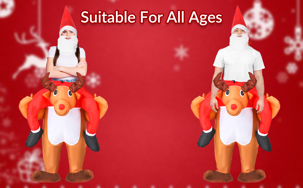 FANKUTOYS Inflatable Christmas Costume Ride On Reindeer Costume Fancy