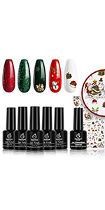 beetles Gel Nail Polish Set, Sparkle Red Green Gel Polish Kit