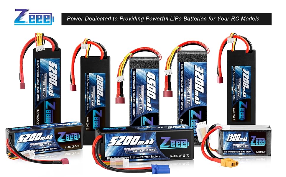 Zeee Batería Lipo de 11.1V 80C 5200mAh 3S con conector EC5 Batería rígida para