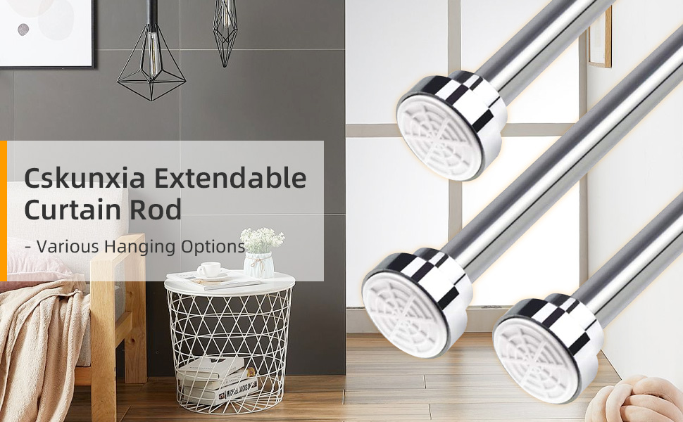 Cskunxia Extendable Shower Curtain Rod Telescopic Curtain Pole Stainless Steel Extendable