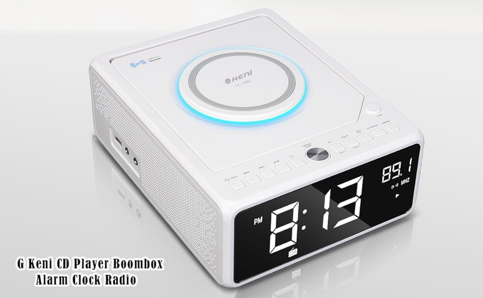 G keni CD Player Boomboxs stereo system Bedside Alarm Clock Bluetooth