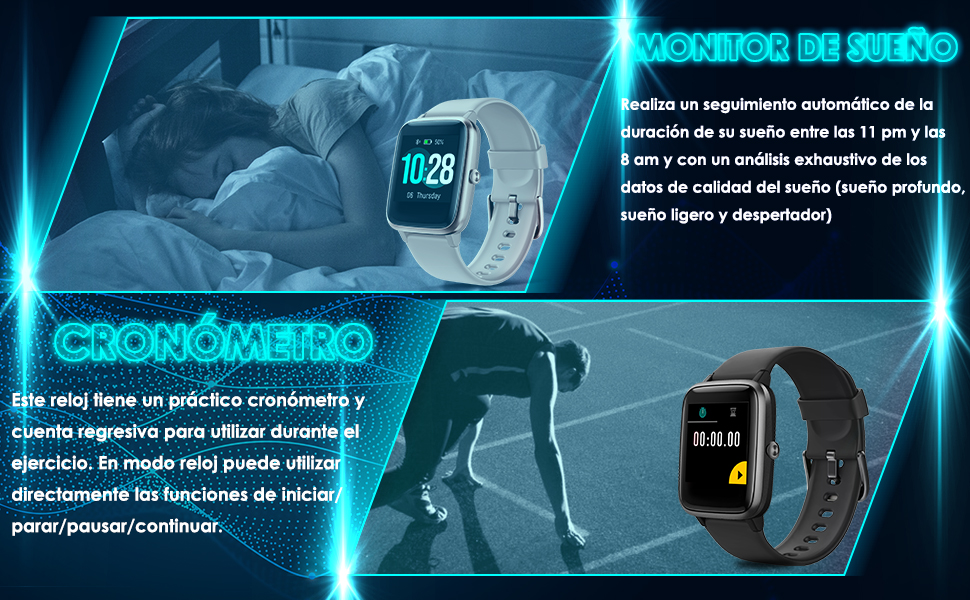 CHEREEKI Smartwatch Reloj Inteligente, Impermeable IP68 Pulsera ...