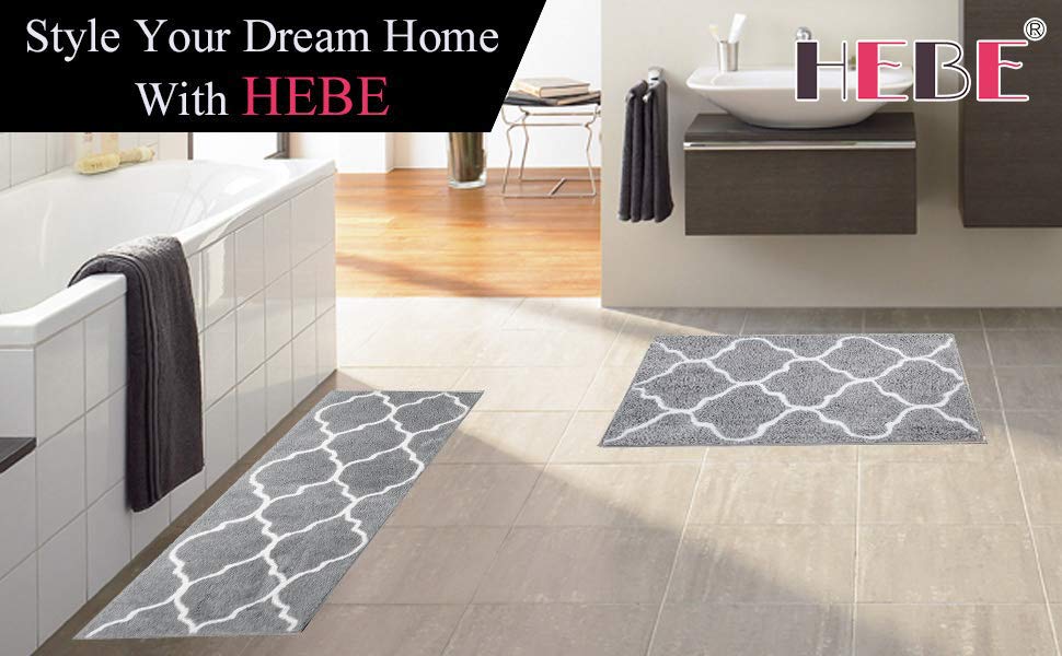 HEBE Extra Long Bath Rug Runner Non Slip Absorbent Bath