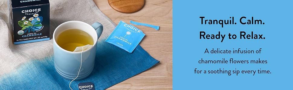 choice organics chamomile tea flower stem root detox stress relief herbal tea hot tea bags iced tea