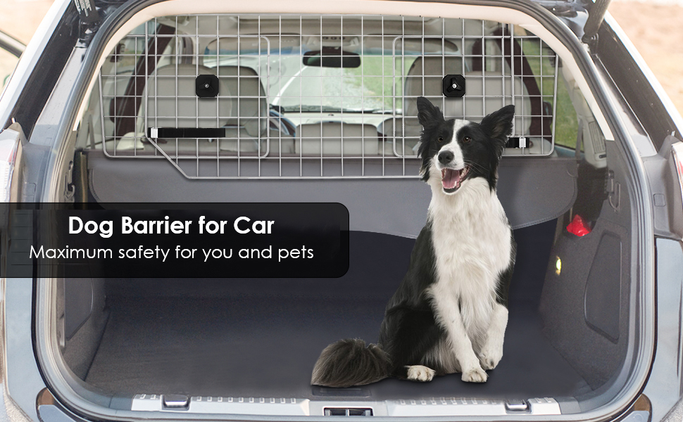 Car Dog Guard Universal, Adjustable Headrest Dog Boot Guard, Steel Wire