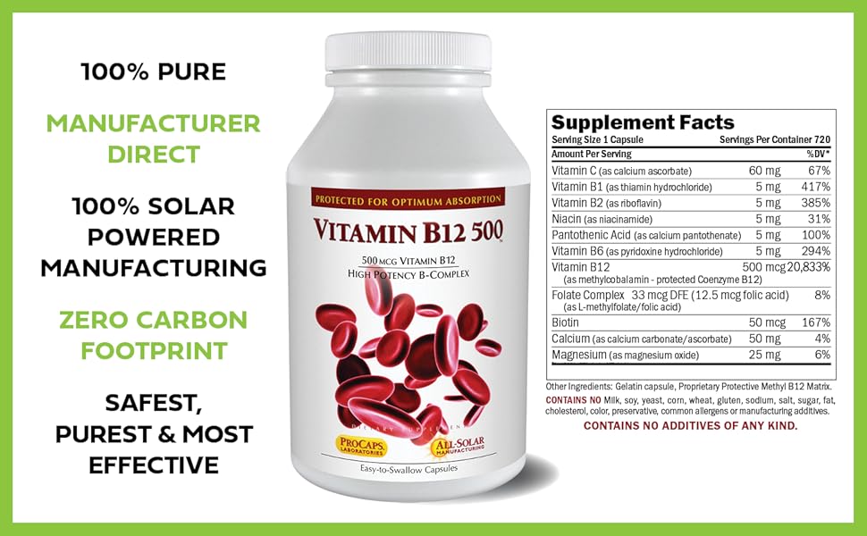 Andrew Lessman Vitamin B12 500 60 Capsules Absorption