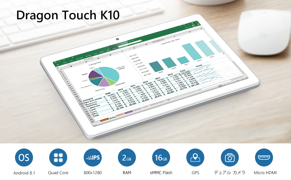 DRAGONTOUCH タブレットK10