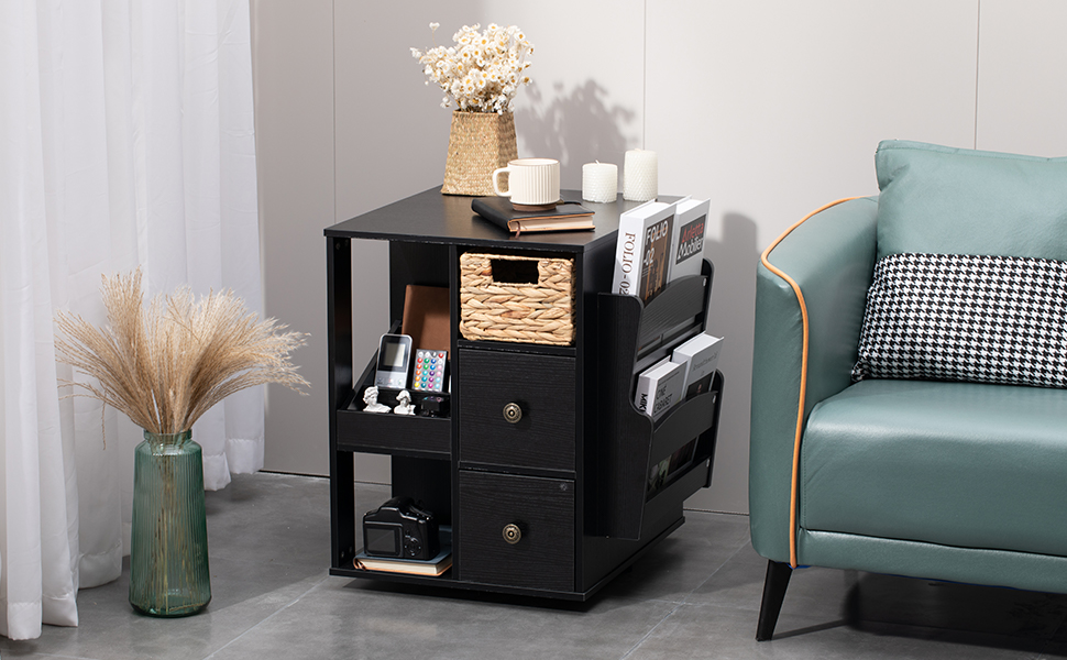 Rotating End Table, Modern Farmhouse End Table with