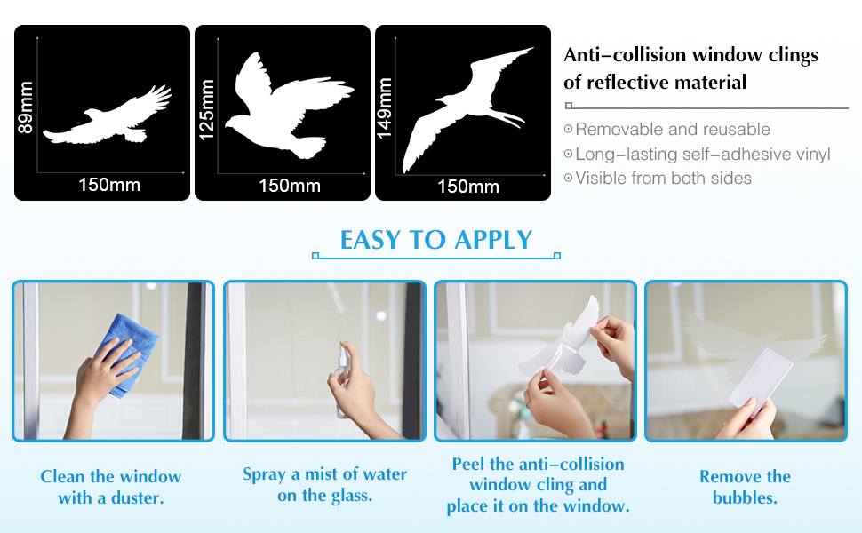 Large Size AntiCollision Window Clings Bird Window