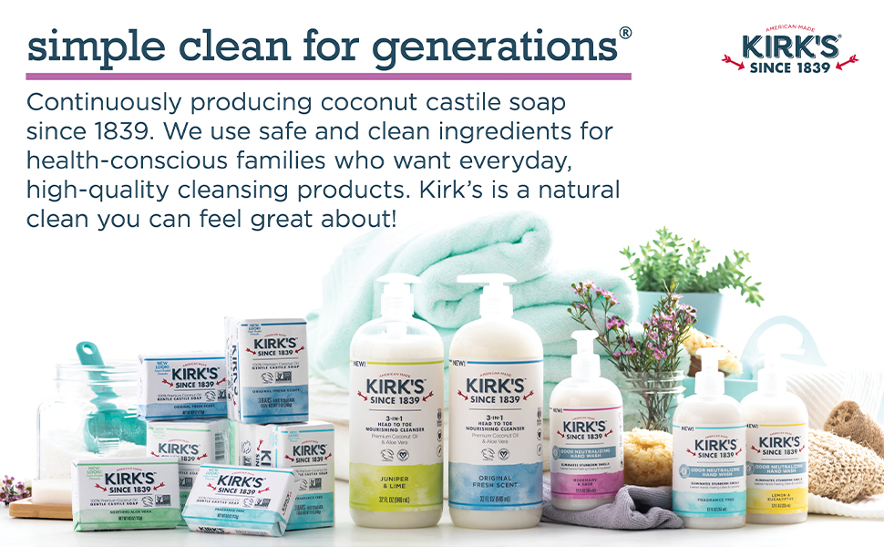 natural clean simple ingredients castile soap vegetable based oils gentle rosemary sage scent