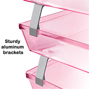 acrimet facility letter tray 3 tier side load clear pink color