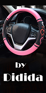 pink  heart love steering wheel cover pu leather