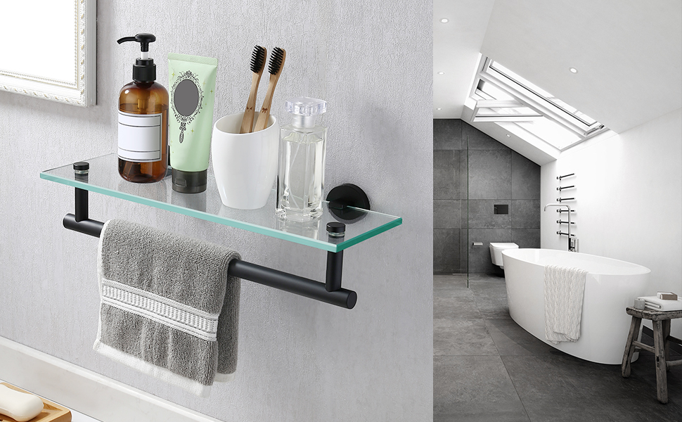 KES Estanteria Baño Cristal Balda Ducha 8mm Grueso Cristal ...