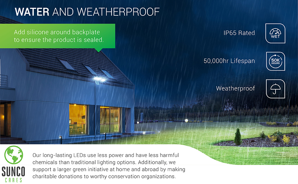 LED Flood Light 3 Head Outdoor Security Fixture Waterproof Photocell PIR Motion Activated Sensor