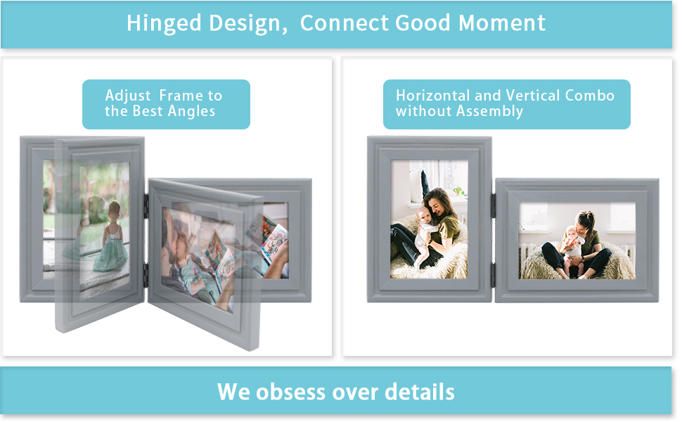 JD Concept Vertical Horizontal Combo, Double 6x4 (10 x 15 cm) Grey Wood