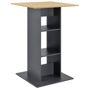 Tavolo Alto da Bar con 3 Ripiani Portabottiglie Tavolo Bistro in Forma Quadrata 70x70x110 cm