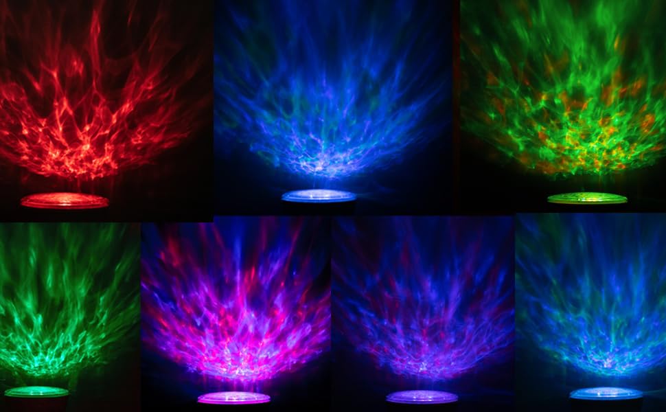 AZIMOM Ocean Wave Projector Remote Control 12Led 7 Colors Undersea Wave