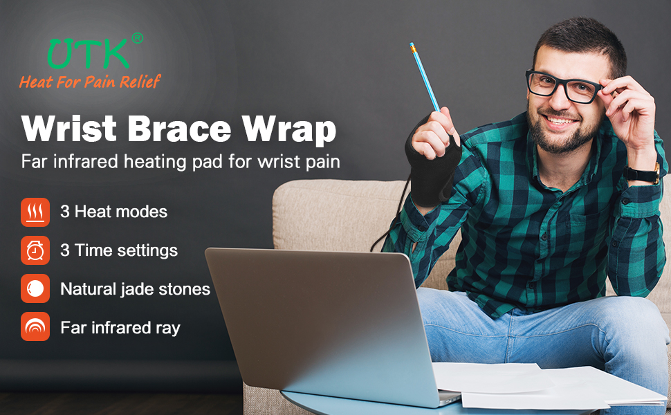 UTK Far Infrared Wrist Heating Pad, Heat Wrist Brace for Tendinitis