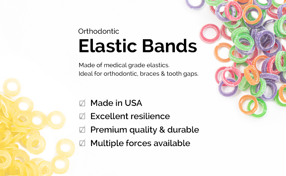 JMU Orthodontic Neon Elastics 3/16 Inch Heavy 6.5oz 500 pack Intraoral Elastic Bands Latex Free
