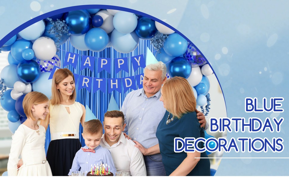blue birthday decorations