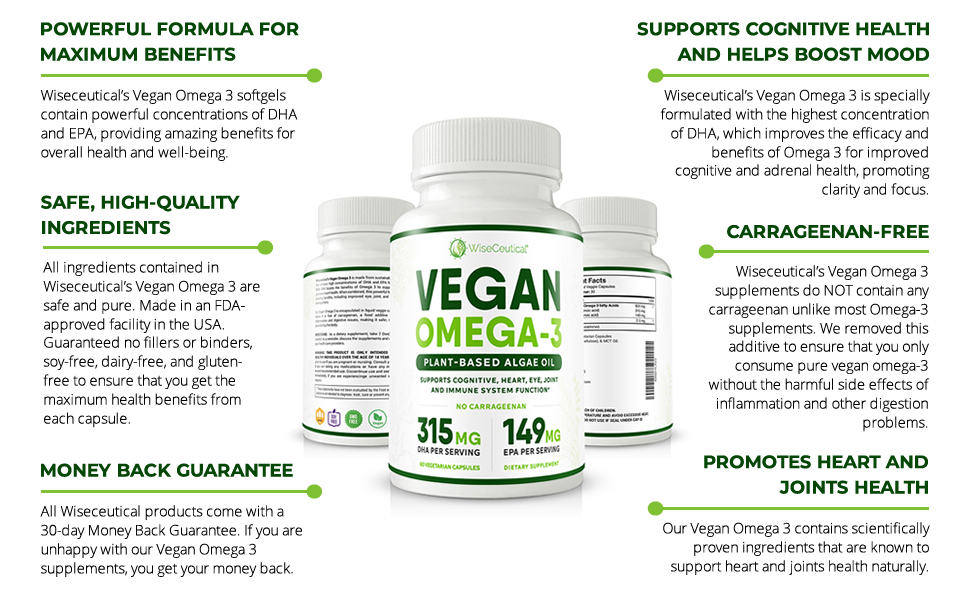 VeganFriendly Omega 3 from Marine Algae with Powerful DHA